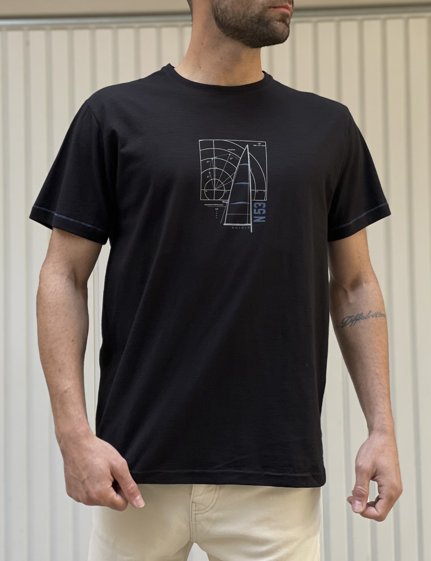– ORIGIN ανδρικο μαυρο βαμβακερο T-shirt με σχεδιο 232710